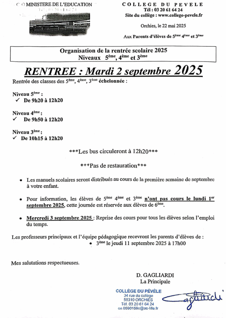 5e, 4e, 3e : organisation de la rentrée scolaire 2025/2026