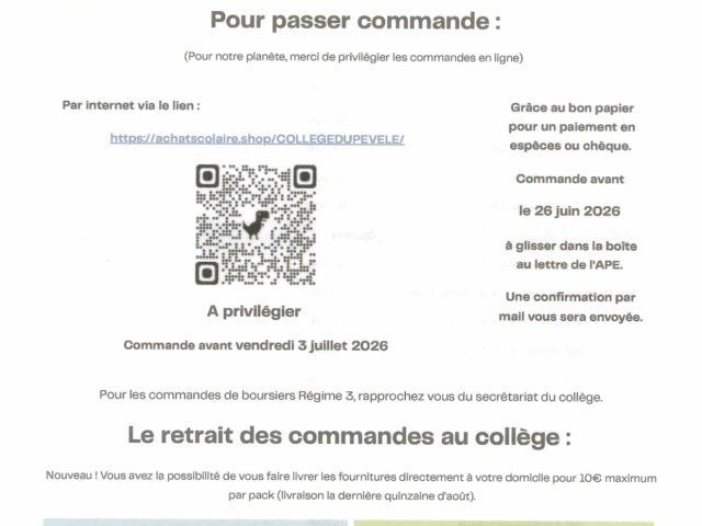 Fournitures scolaires 2026-2027